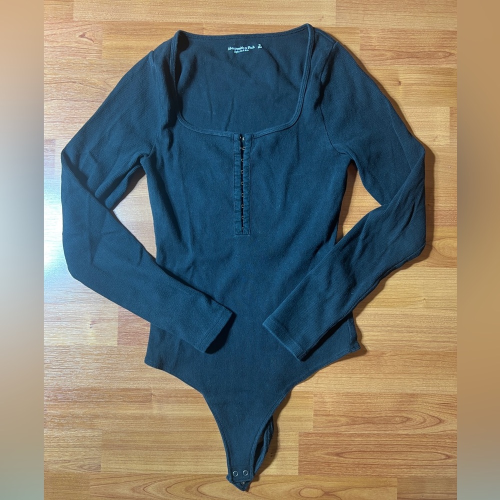 Abercrombie & Fitch Black Long Sleeve Bodysuit